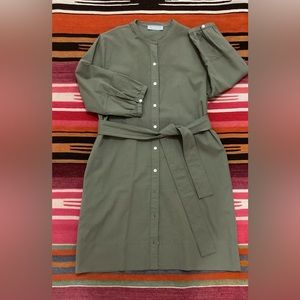 Everlane Olive Green Belted Shirt dress size 10